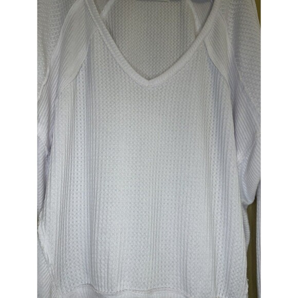 Free People We The Free Santa Clara Thermal Dolman Waffle Knit Top Small White - Picture 6 of 11
